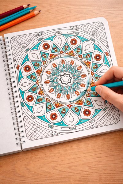 Z&R CRAFT Traditional Turkish Patterns Coloring Book |   Mandala, Ottoman Motifs, Relaxing Art (21X21)