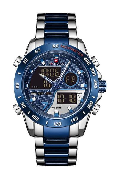 Naviforce Men's Stainless Steel Analog & Digital Wrist Watch NF9171 S/BE/BE -...