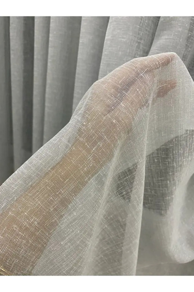 Brillant Gray Color Folded Linen Dense Pleated Tulle Curtain Heavy Weight Doe...