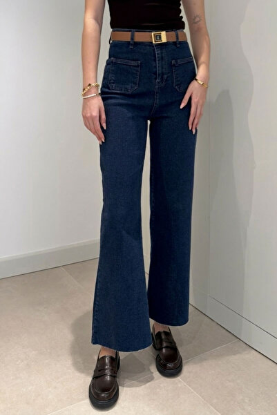 MAGARDE Loose-Legged Jeans with Pockets on the Front and Back - Dark Blue