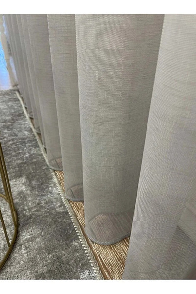 Brillant Mink Color Folded Linen Dense Pleated Tulle Curtain Heavy Weight Doe...