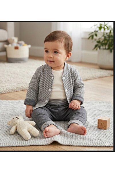 Bumbo çizgili 2li bebek takım