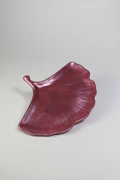 Lusora Design طبق زخرفي معدني على شكل أوراق الجنكو |   حامل شموع، طبق مجوهرات...