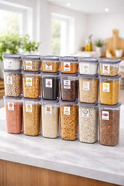 EBA HOME 18-Piece Anthracite Food & Grain Storage Container Set |   3 Differe...