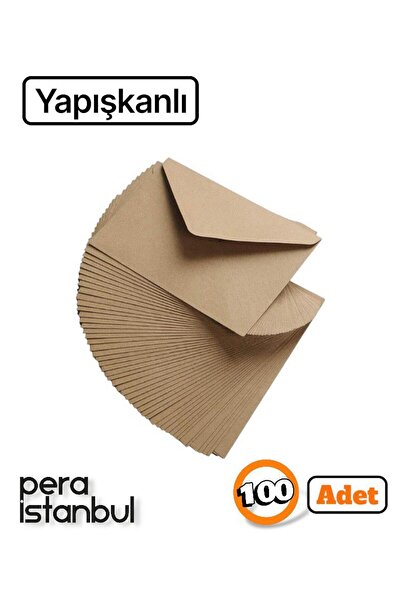 Pera İstanbul 100 Adet Yapışkanlı Kahverengi Çaycuma Kraft Zarf Davetiye Lüks...