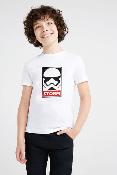 QIVI Tricou cu imprimeu alb pentru copii unisex