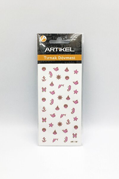 Artikel Pembe Deniz Temalı Metalik Tırnak Sticker, Nail Sticker, Nail Art