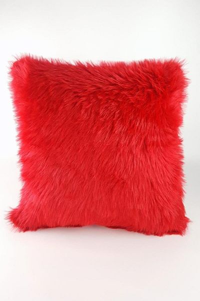 Paris Life Plush Throw Pillow Cover Red Washable Long Pile Single Red 1pc