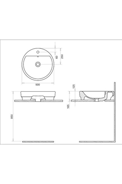 Turavit Nova Tezgah Üstü Lavabo 50 Cm