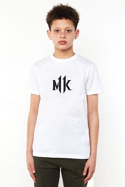 QIVI Tricou alb unisex pentru copii Mortal Kombat imprimat