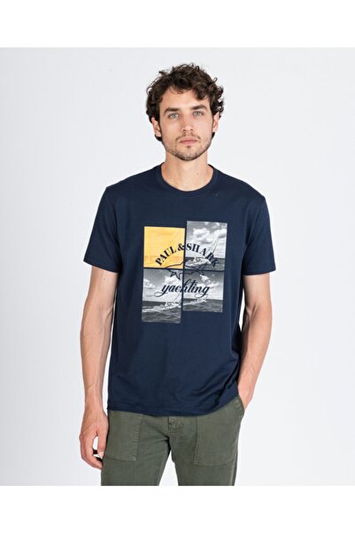 PAUL&SHARK Ανδρικό πλεκτό μπλουζάκι C.w. Βαμβάκι