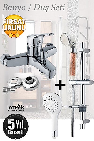 tesitay Irmak Banyo Bataryası Musluk Batarya Seti Ve Sürgülü Duş Spiral Başlı...