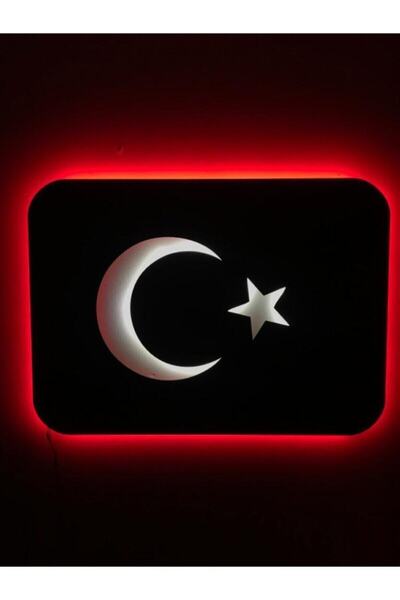 dekoraven Türk Bayrağı - Ay Yıldızlı Bayrak Led Işıklı Tablo