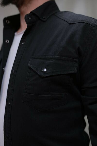 çerme Ανδρικό τζιν πουκάμισο μαύρο