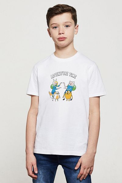 QIVI Tricou alb cu imprimeu Timp Aventurii pentru copii