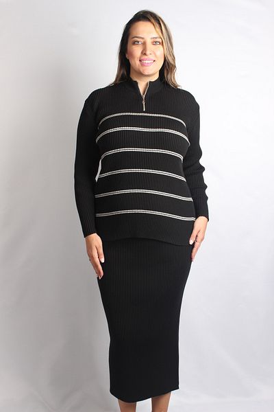 Sude Ekl Black-white 2-Piece Knitwear Set 154