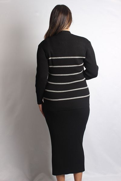 Sude Ekl Black-white 2-Piece Knitwear Set 154