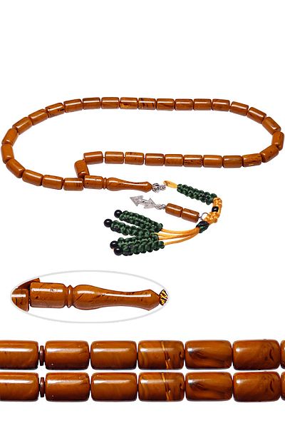 Tesbih Atölyesi Orange Certified Squeezed Amber Prayer Beads