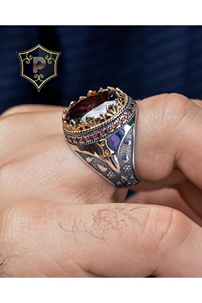 Prestige Gümüş Erkek Yüzük Mistik Topaz Taşlı