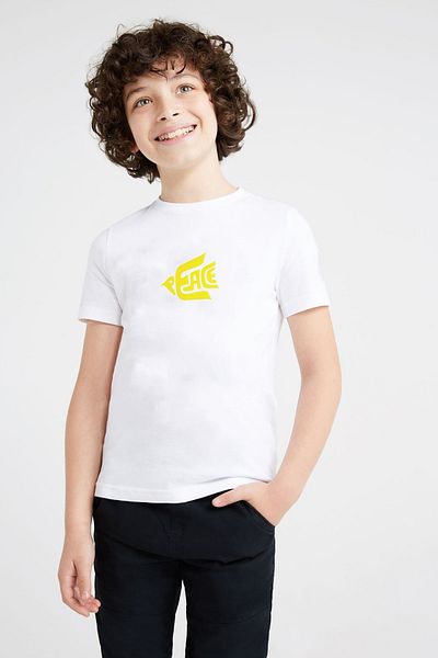 QIVI Tricou cu imprimeu alb pentru copii unisex