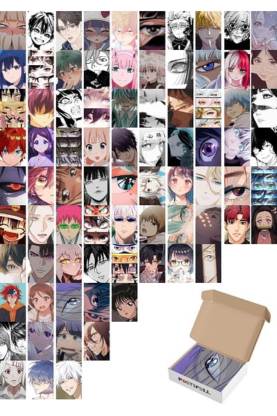 Postifull Σετ αφίσας Anime 84 τμχ - Manga Collage, 10cm*15cm με αυτοκόλλητη πλάτη, σετ σε κουτί