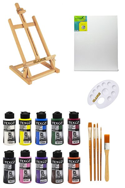 GLANCE Rich Texco Akrilik Boya 110cc 10'lu Masaüstü Şövale Seti