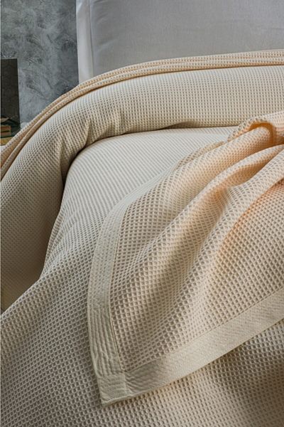 Mulberry Pique cu aer condiționat, 100% bumbac Honeycomb Pique, Four Seasons Pique Double 220x240 Cream
