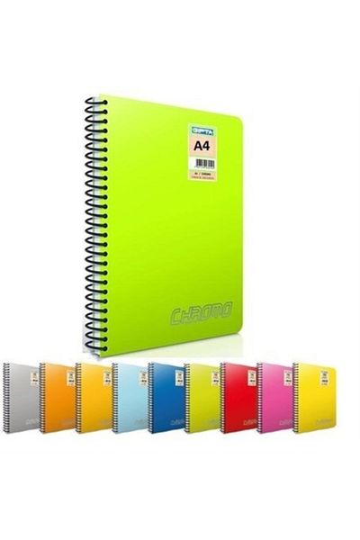 Gıpta A4 Spiral Notebook Chromo Plastic Cover Unlined 60 Sheets 3-2064000-2012 (12 Pieces Pack)