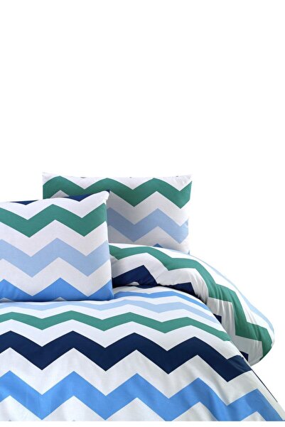 Menderes Home Ranforce Zigzag tamnoplava Bračni navlaka za poplun Jastuk - pa...