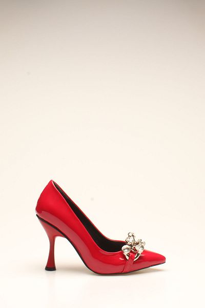 ROVIGO Red Crinkled Patent Leather Women's Heels