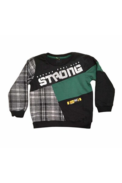Tuffy Kids Erkek Çocuk Uzun Kollu Yazılı Yeşil Sweatshirt