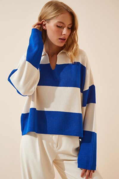 Happiness İstanbul Pullover - Blau - Oversized
