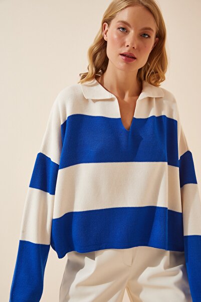 Happiness İstanbul Pullover - Blau - Oversized