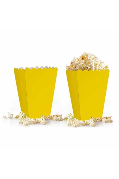 Huzur Party Store Sarı Mısır Kutusu 8'li Karton Cips Kutusu Düz Renkli 8 Adet...