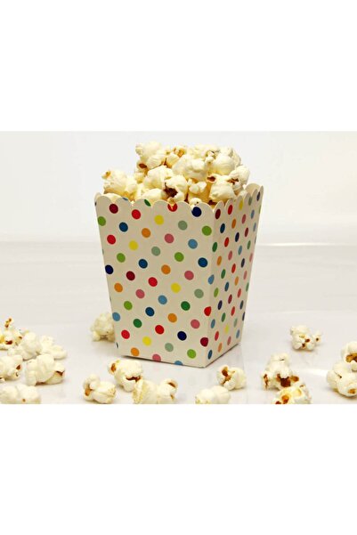 Huzur Party Store Karışık Renkli Puantiyeli Mısır Kutusu 8'li Karton Cips Kut...