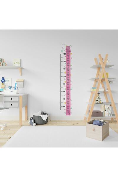 SafeMom - مسطرة ارتفاع مع ملصقات - قلعة وردية