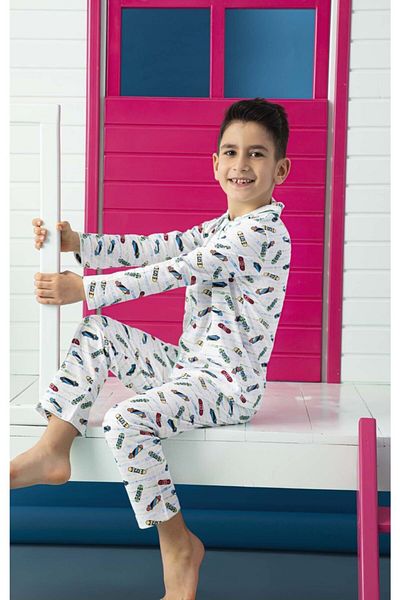 Aydoğan Boy's Interlock White Pajama Set
