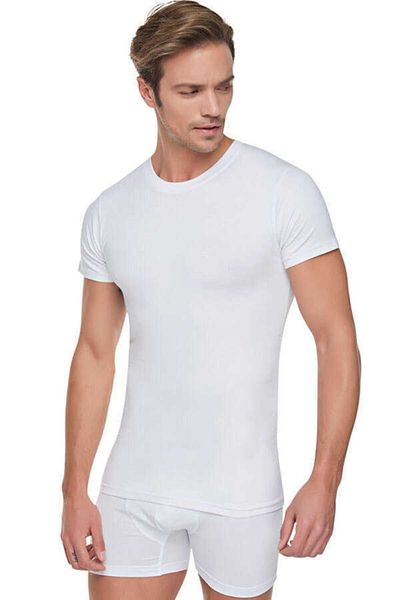 Tutku Pack of 12 Crew Neck White Short Sleeve Men's Undershirt 0105