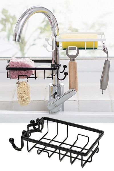 Buffer Stainless Steel Fixable Sponge Holder and Slicer Attachment for Kitchen Bathroom - Easy Cut