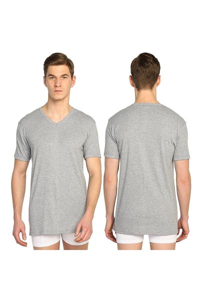 Tutku Pack of 6 Ribbed V-Neck Colorful Men's Short Sleeve Undershirt - 0107