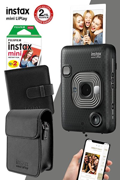 Fujifilm Instax Mini Liplay Hybrid Dark Gray Fotoğraf Makinesi Seti
