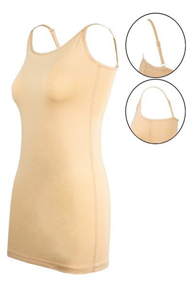 BSM Women's Nude Modal Cotton Rope Strap Long Tank Top