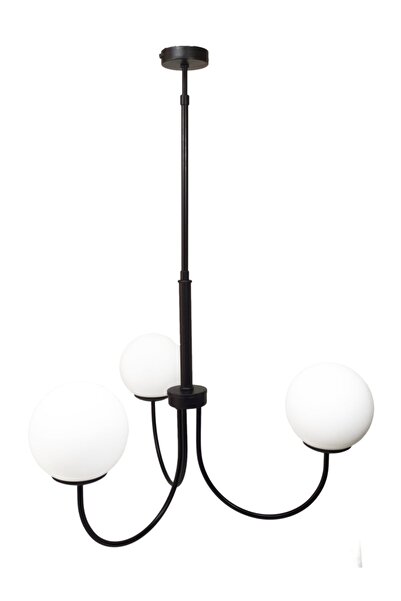 ekiLamp Orillia - 3 Kollu Salon, Oturma Ve Yatak Odası Avizesi (mat Siyah)