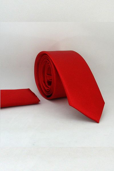 Gaffy Cravată roșie Slim Fit (SUBȚIUNE) din țesătură din satin lucios de culoare uni - Ss-02