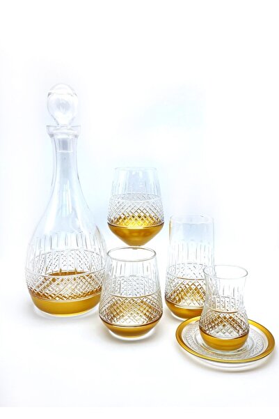 ÖzcamKristal 31 Parça 6 Kişilik Kristal Gold Çeyiz Takımı