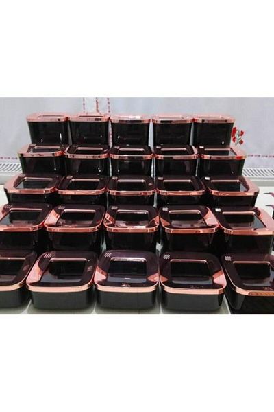 VİP AHMET 6 Pieces Set of 5 Luxury Square Storage Container Black- Copper 30 Pieces