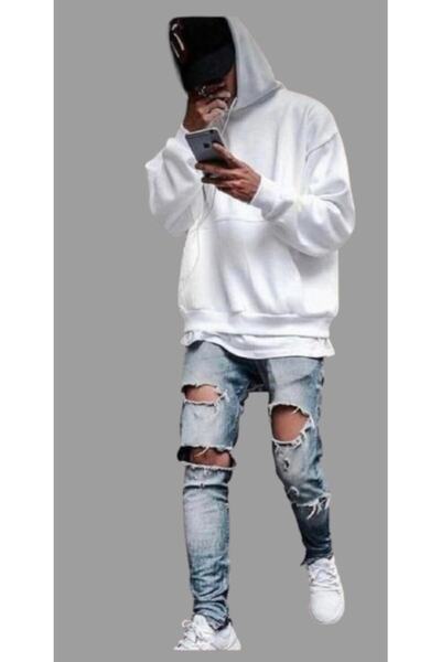 TROVE Hanorac cu glugă supradimensionat, foarte gros, din bumbac cu 4 fire, N...