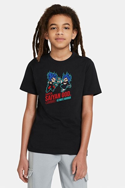 QIVI Unisex dečija crna anime majica Dragon Ball Štampano