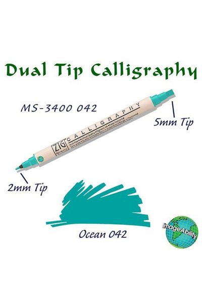 Zig Calligraphy Double Ended Calligraphy Pen 2 mm + 5 mm 042 Ocean
