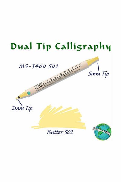 Zig Calligraphy Double Ended Calligraphy Pen 2 mm + 5 mm 502 Butter